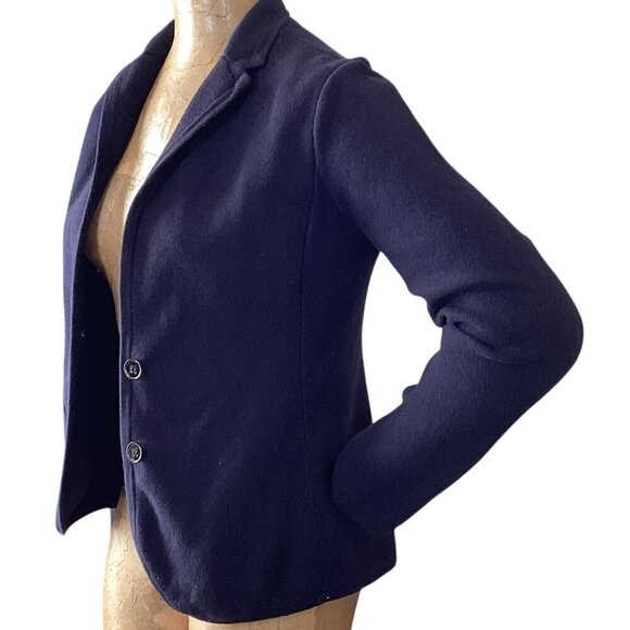 Ann Taylor Sweater Knit Blazer Sz M Navy Blue Cotton Wool Blend #279S - Picture 6 of 10